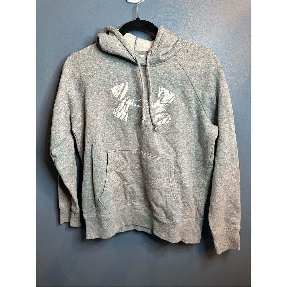 Under Armour Rival Fleece Hoodie Jacket Grey Pullover Loose Fit Womens Size XS